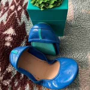 Tieks in blue. Nearly new condition with box.